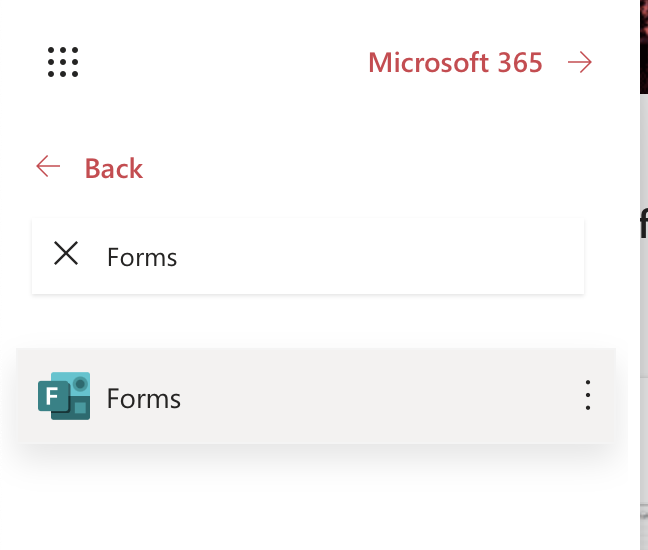 Click on the Forms icon from search result